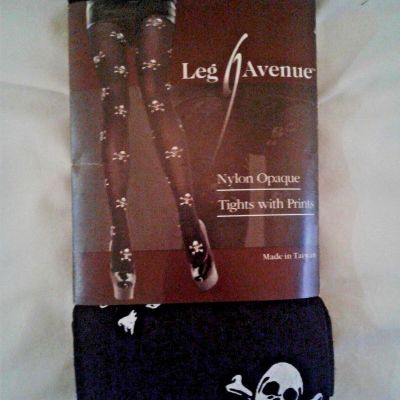 Goth Skull n' Crossbones Nylon Opaque Tights by LEG AVENUE NWT